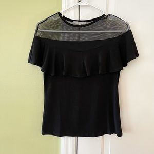 NWOT Black Mesh Blouse
